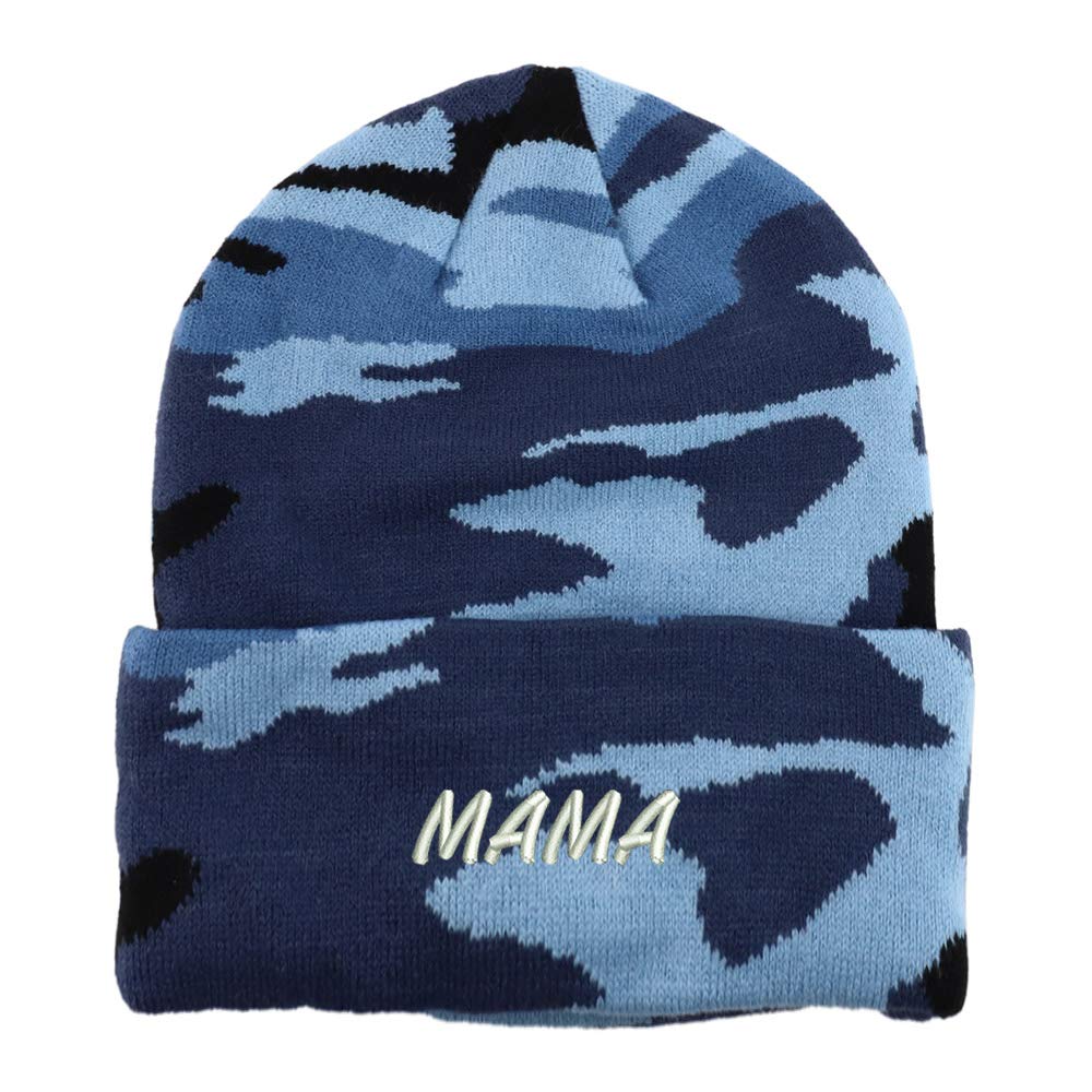 Trendy Apparel Shop Mama Embroidered Made in USA Camo Beanie