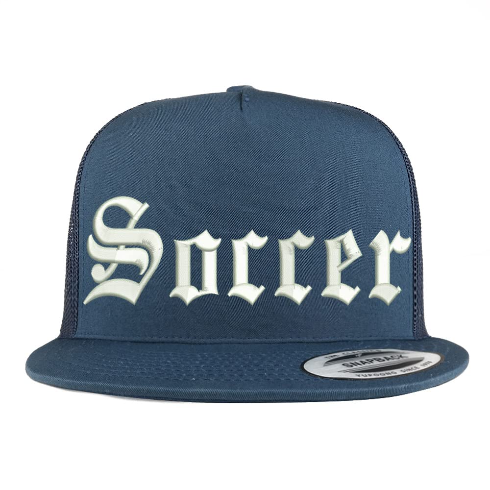 Trendy Apparel Shop Old English Soccer 5 Panel Flatbill Trucker Cap