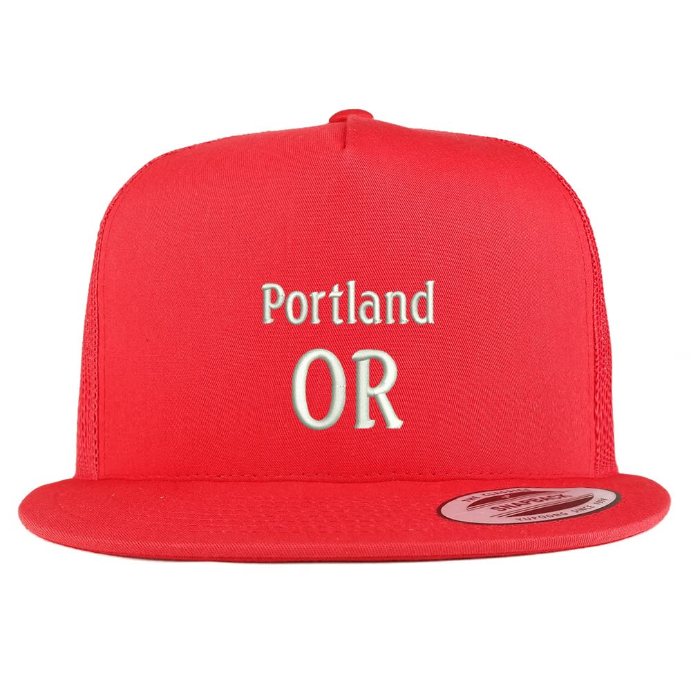 Trendy Apparel Shop Portland OR Embroidered 5 Panel Flatbill Trucker Cap