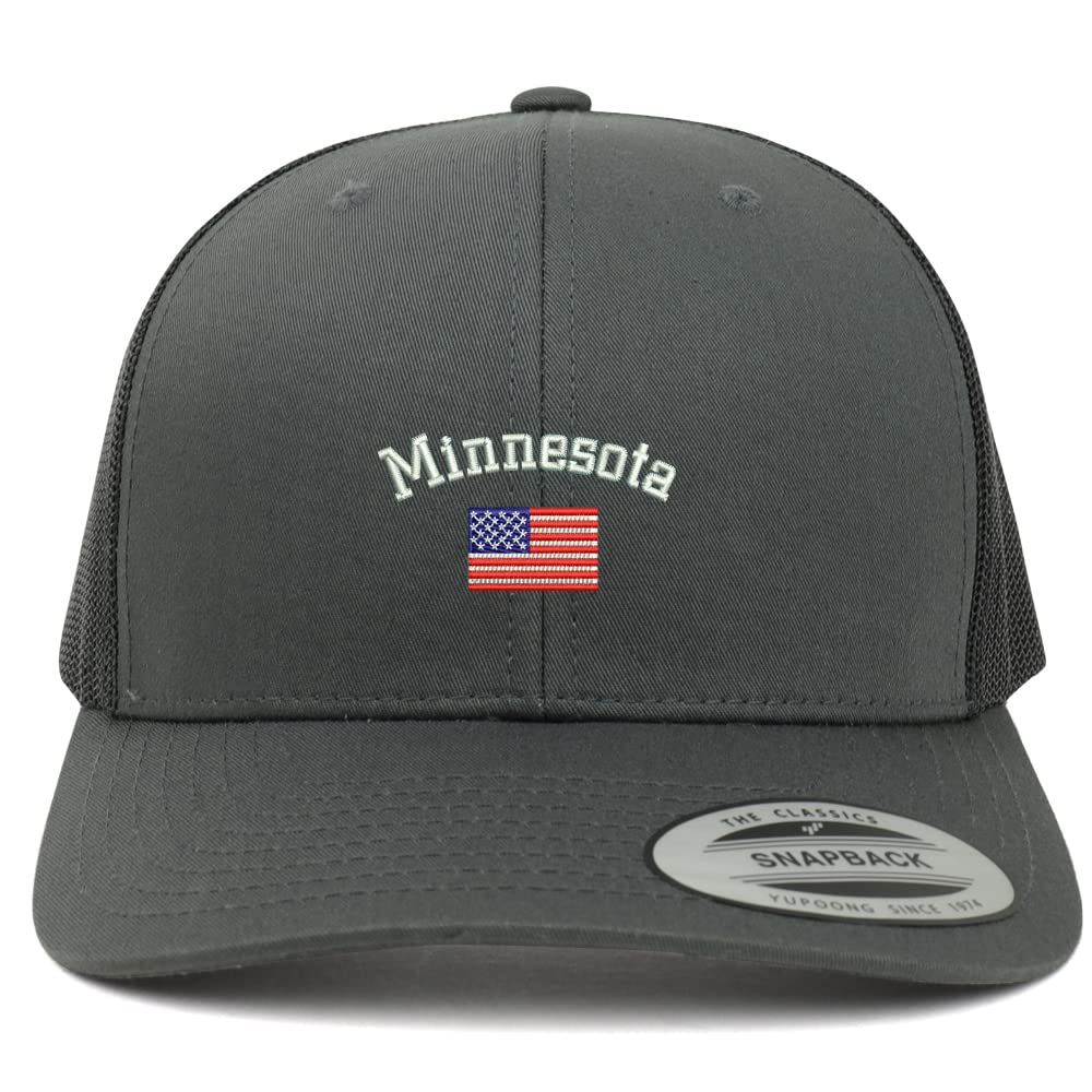 Trendy Apparel Shop Minnesota USA Flag 6 Panel Trucker Mesh Cap