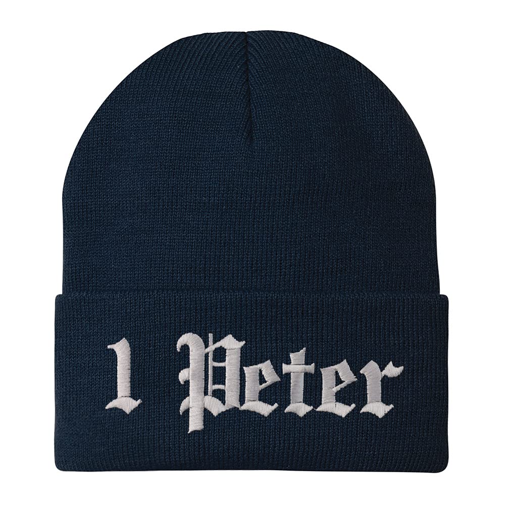 Trendy Apparel Shop 1 Peter Old English Embroidered Long Cuff Beanie