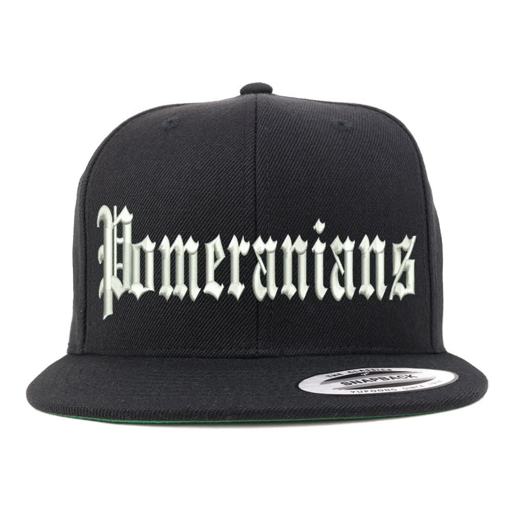 Trendy Apparel Shop Old English Pomeranians Embroidered Flatbill Snapback