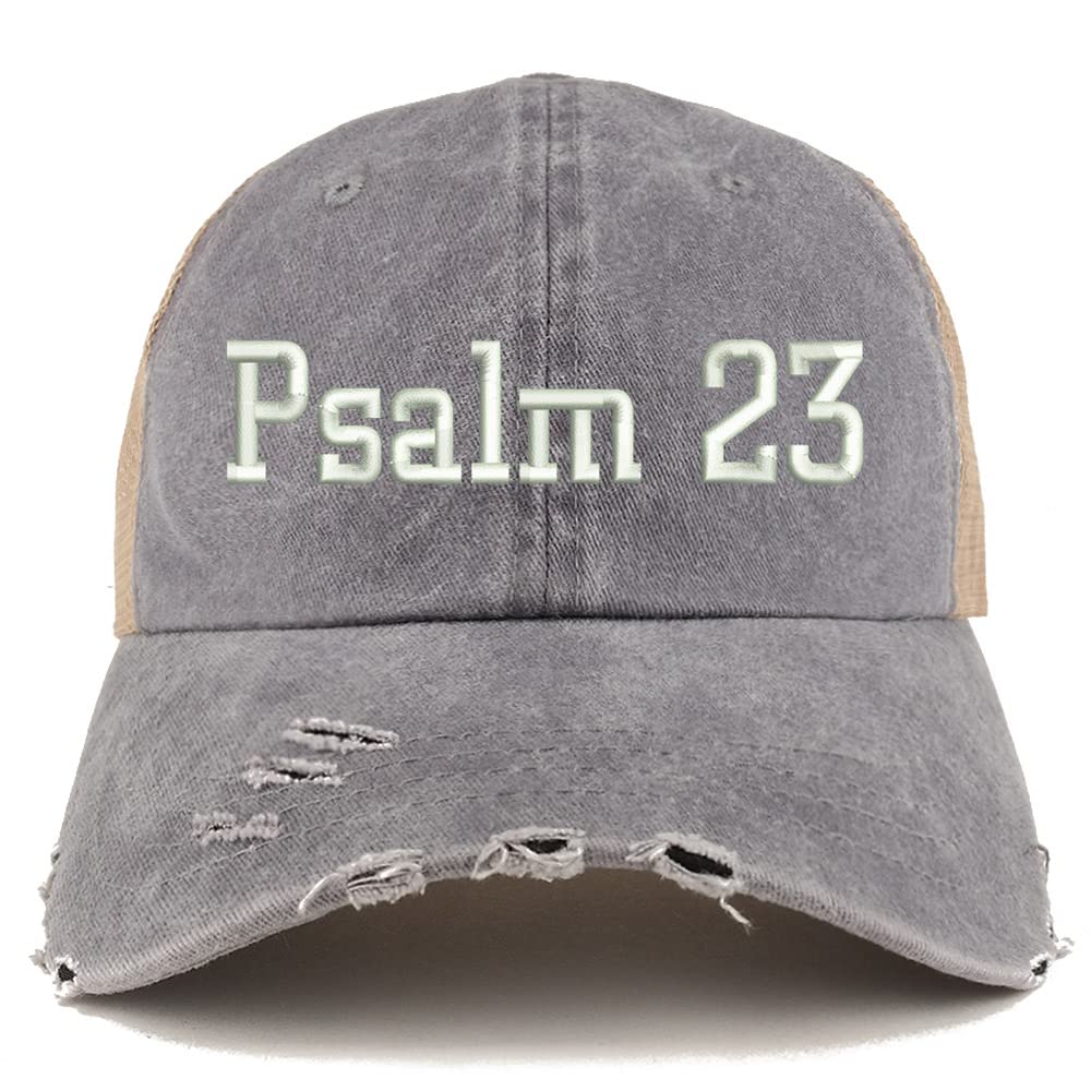 Trendy Apparel Shop Psalm 23 Frayed Bill Trucker Mesh Back Cap