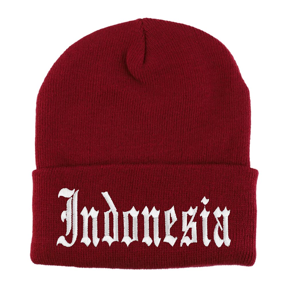 Trendy Apparel Shop Indonesia Old English Embroidered Long Cuff Beanie