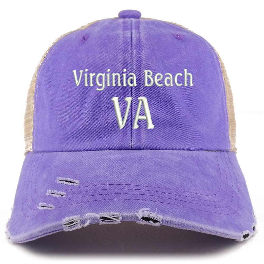 Trendy Apparel Shop Virginia Beach VA Embroidered Frayed Bill Trucker Mesh Back Cap