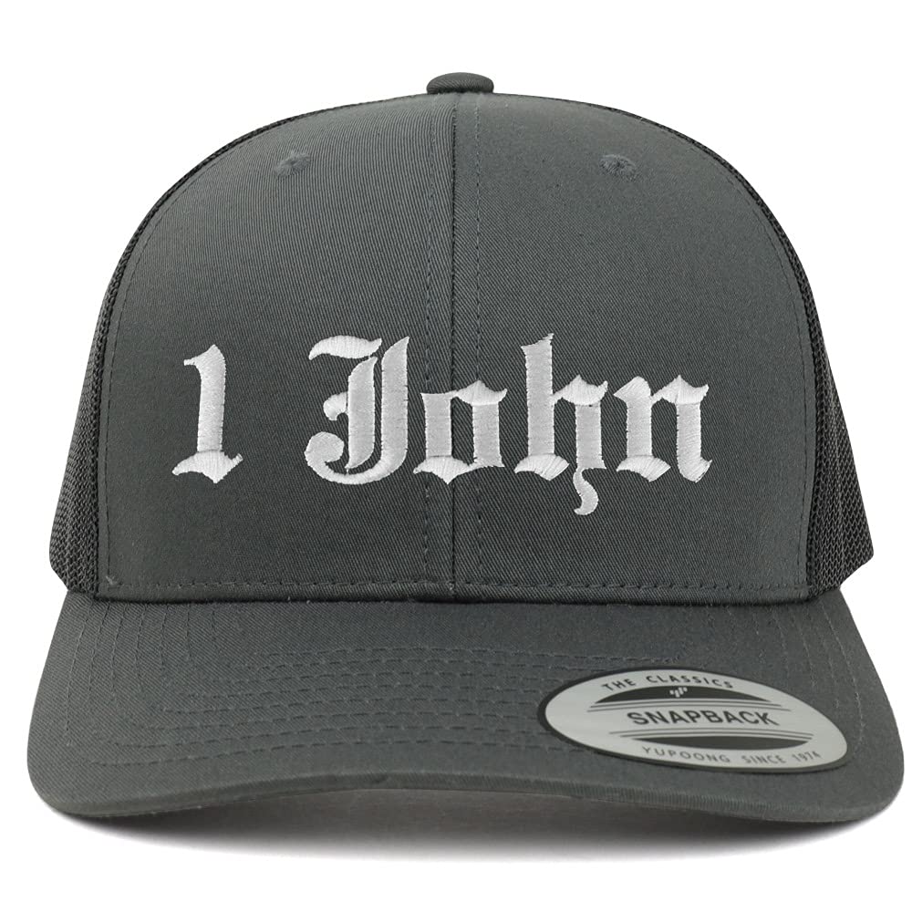Trendy Apparel Shop 1 John Old English 6 Panel Trucker Mesh Cap