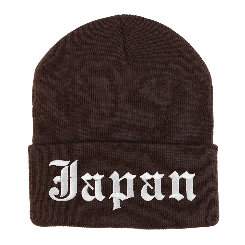 Trendy Apparel Shop Japan Old English Embroidered Long Cuff Beanie