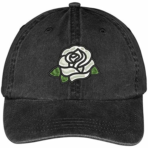 Trendy Apparel Shop Single White Rose Embroidered 100% Cotton Washed Low Profile Cap