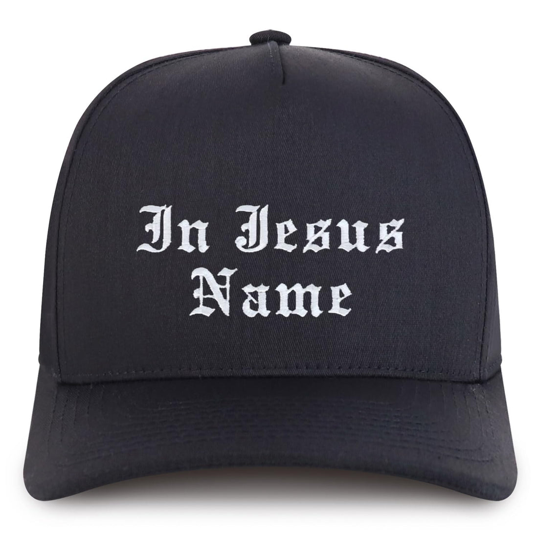 Trendy Apparel Shop in Jesus Name Embroidered 5 Panel Structured Baseball Cap