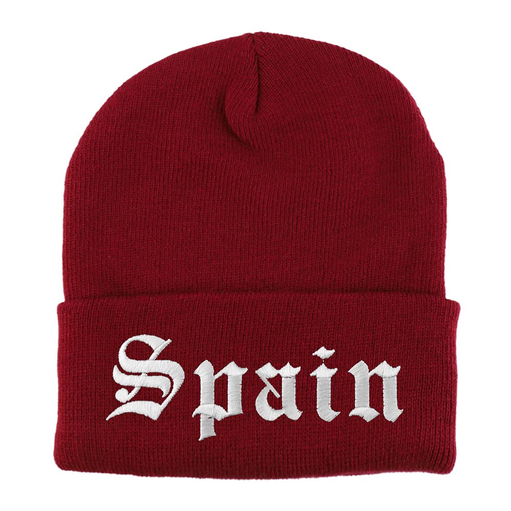 Trendy Apparel Shop Spain Old English Embroidered Long Cuff Beanie