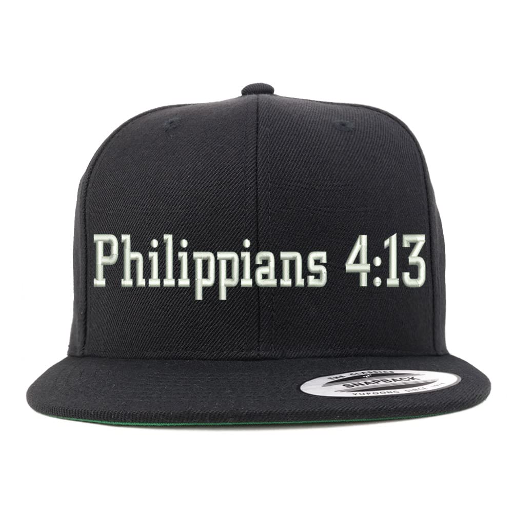 Trendy Apparel Shop Philippians 4:13 Embroidered Flatbill Snapback