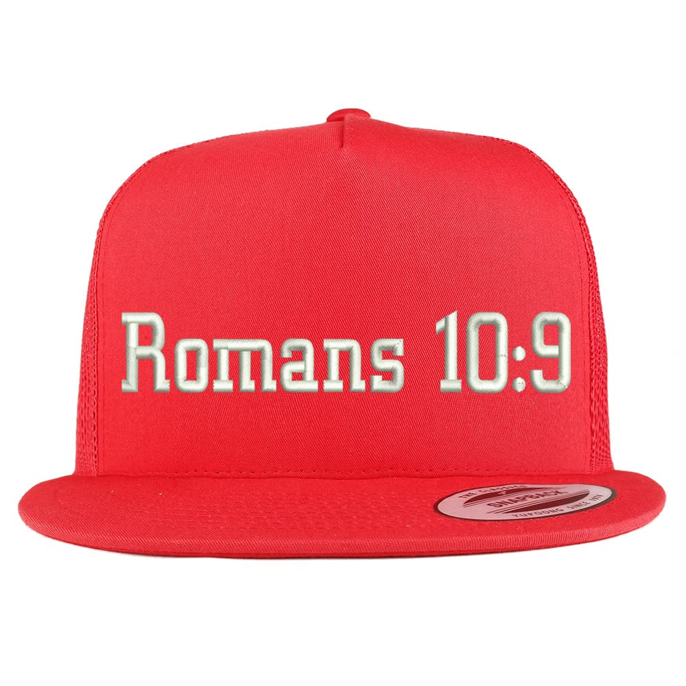 Trendy Apparel Shop Romans 10:9 5 Panel Flatbill Trucker Cap