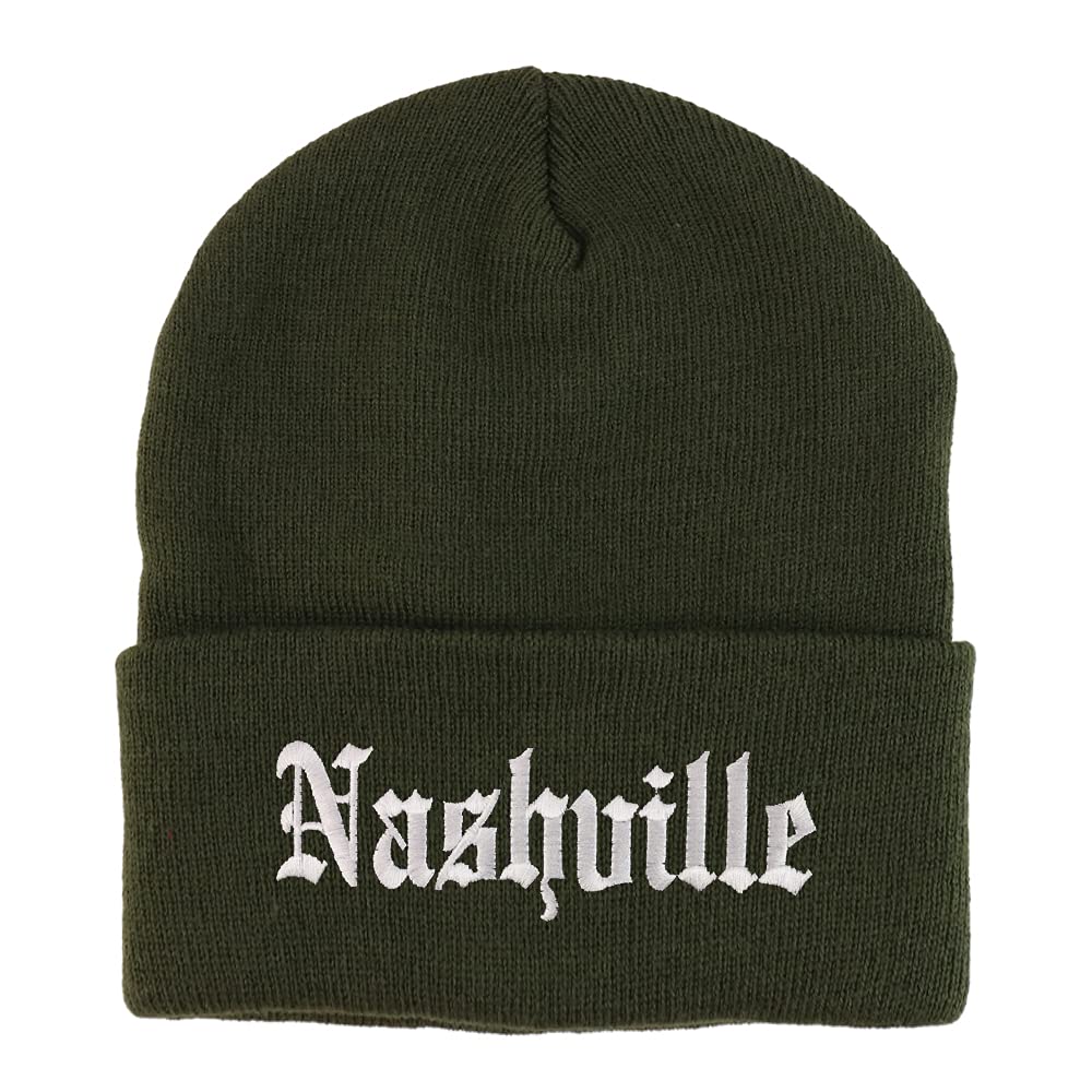 Trendy Apparel Shop Nashville Old English Embroidered Long Cuff Beanie