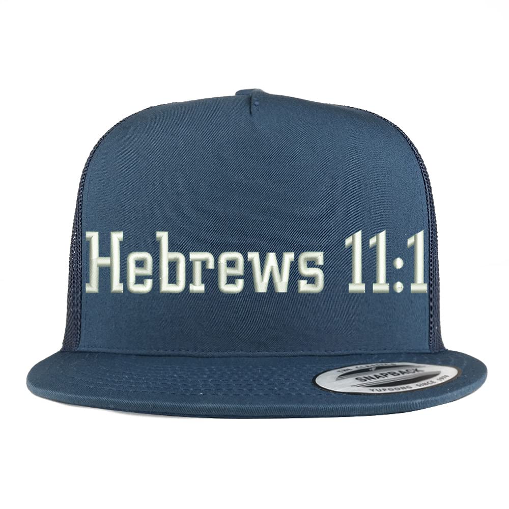 Trendy Apparel Shop Hebrews 11:1 5 Panel Flatbill Trucker Cap