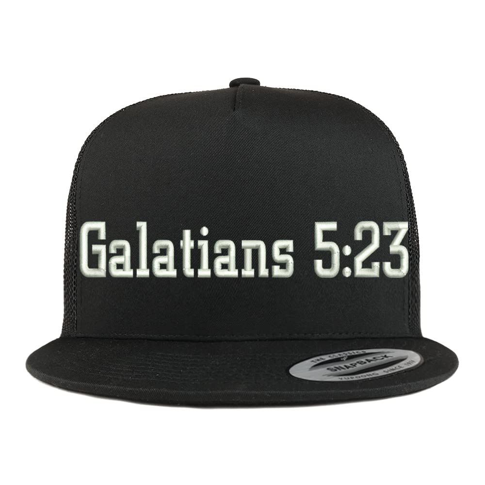 Trendy Apparel Shop Galatians 5:23 5 Panel Flatbill Trucker Cap