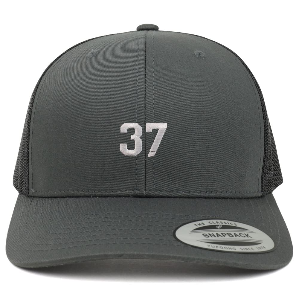Trendy Apparel Shop Small Number 37 Embroidered 6 Panel Trucker Mesh Cap
