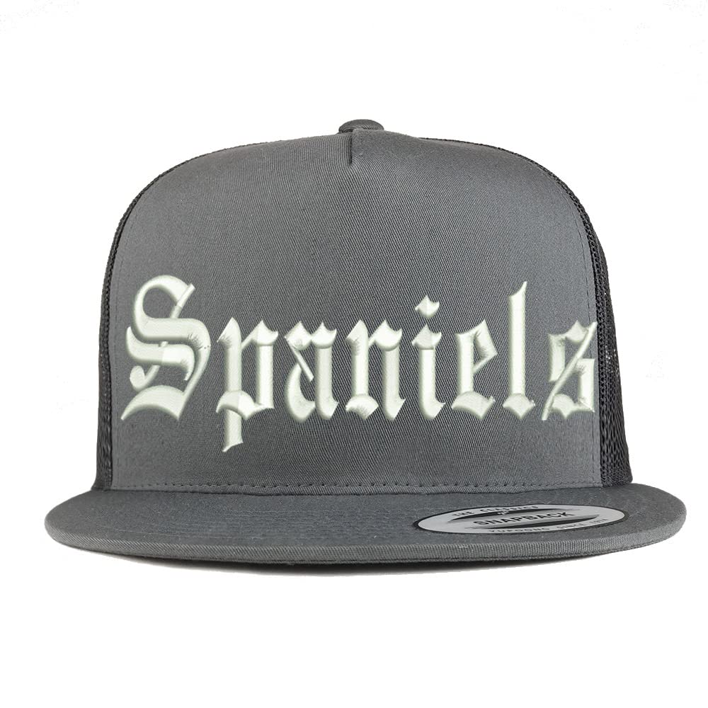 Trendy Apparel Shop Old English Spaniels 5 Panel Flatbill Trucker Cap
