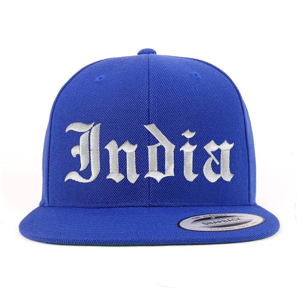 Trendy Apparel Shop India Old English Embroidered Flatbill Snapback Baseball Cap