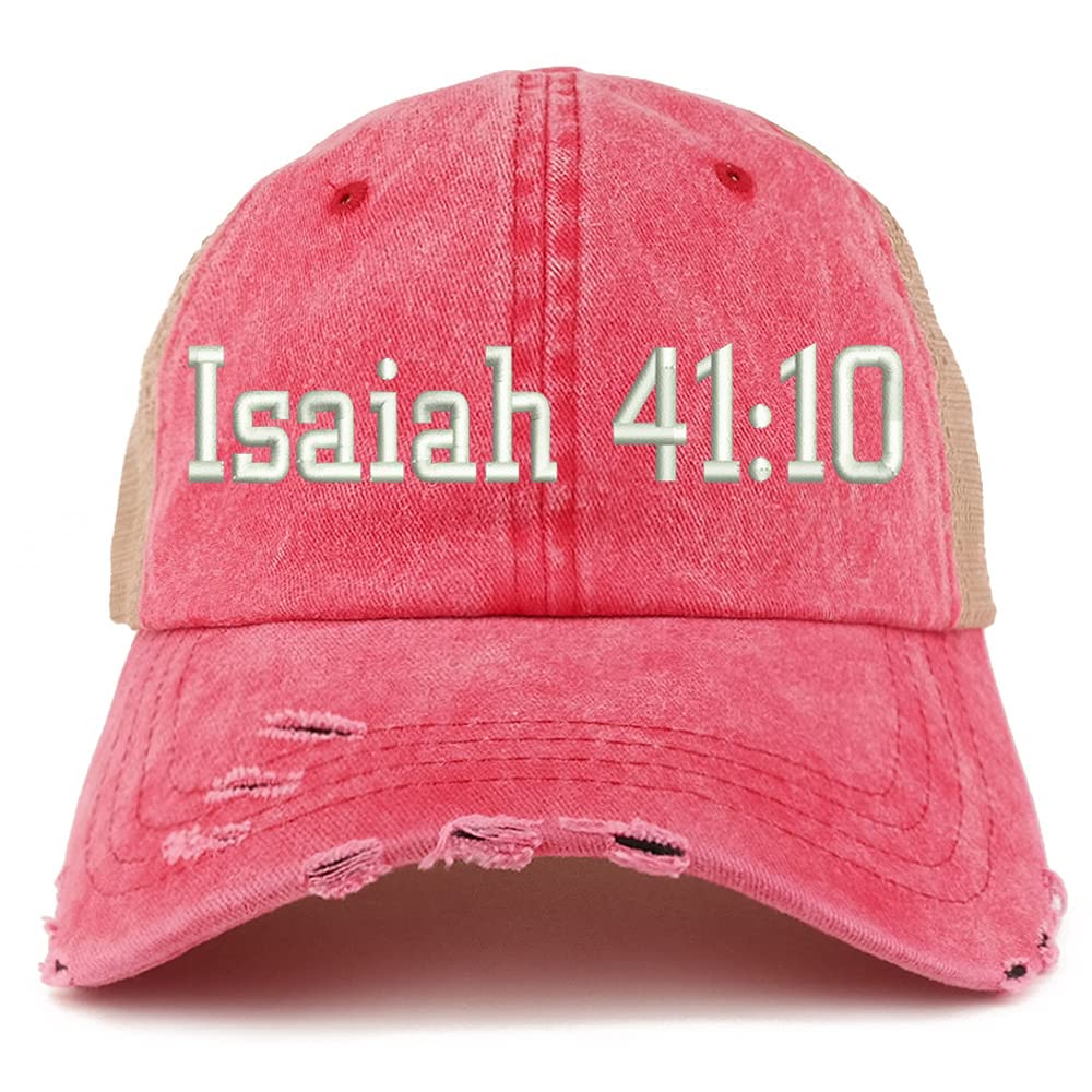 Trendy Apparel Shop Isaiah 41:10 Frayed Bill Trucker Mesh Back Cap