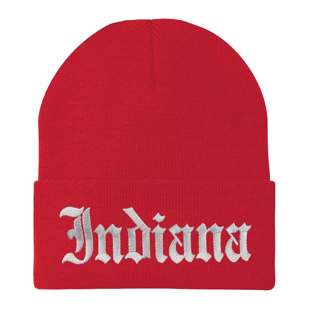 Trendy Apparel Shop Indiana State Old English Embroidered Long Cuff Beanie