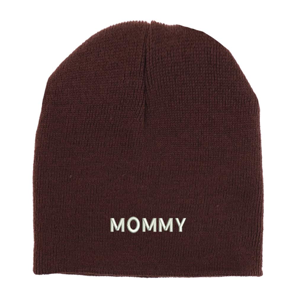 Trendy Apparel Shop Mommy Embroidered Made in USA Short Acrylic Knit Winter Beanie Hat