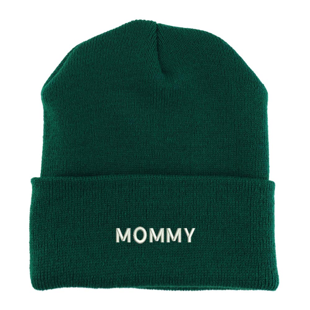 Trendy Apparel Shop Mommy Embroidered Made in USA Cuff Folded Acylic Knit Winter Beanie Hat