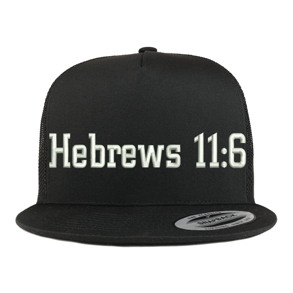 Trendy Apparel Shop Hebrew 11:6 5 Panel Flatbill Trucker Cap