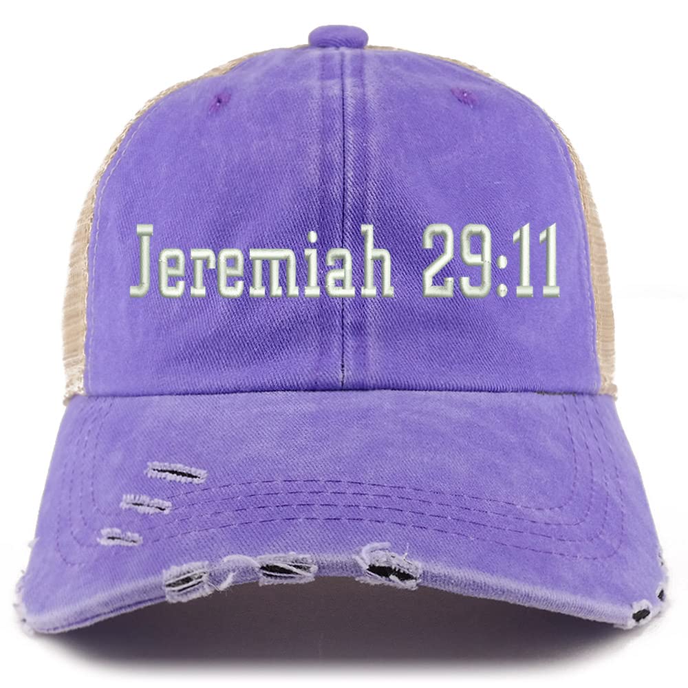 Trendy Apparel Shop Jeremiah 29:11 Frayed Bill Trucker Mesh Back Cap