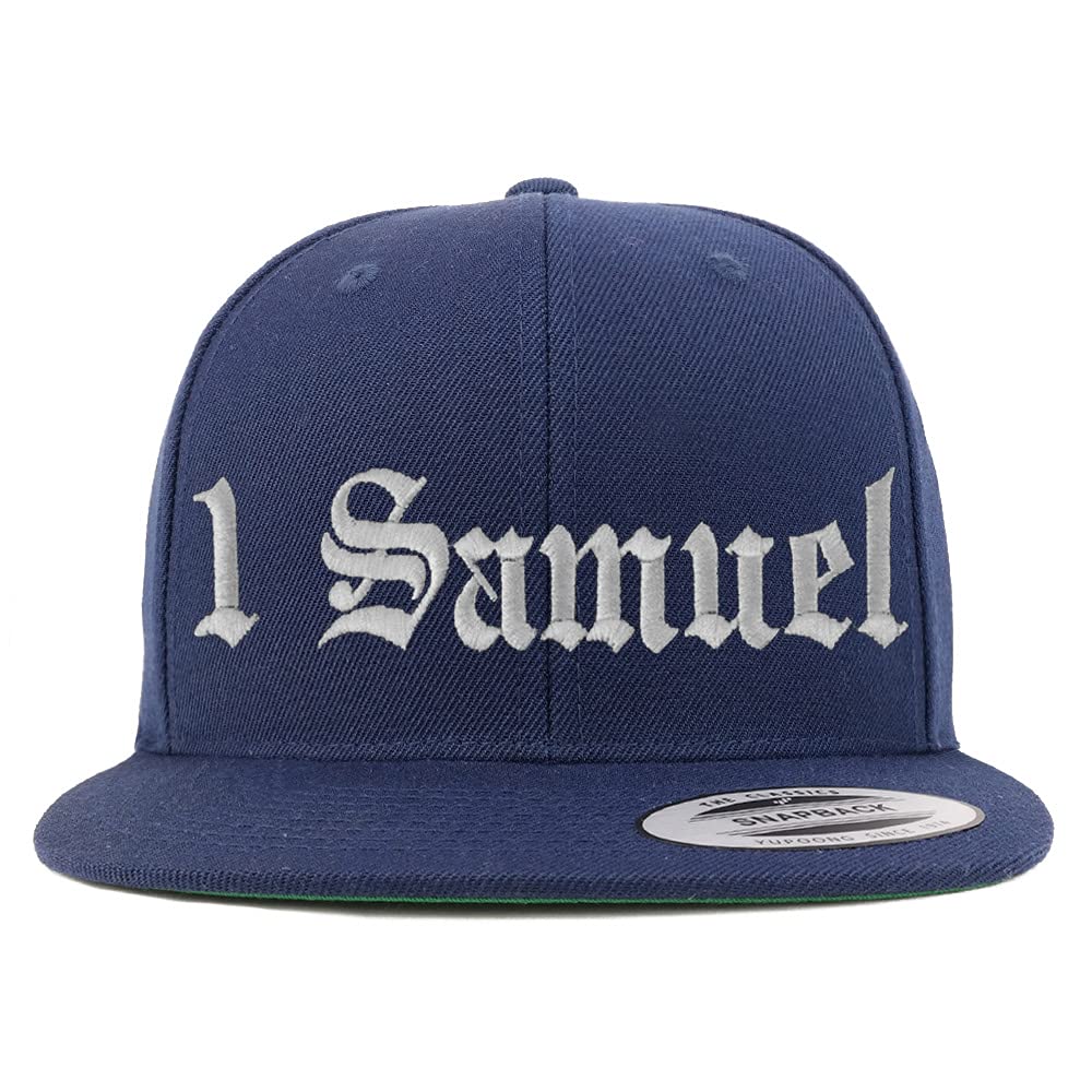 Trendy Apparel Shop 1 Samuel Old English Embroidered Flatbill Snapback