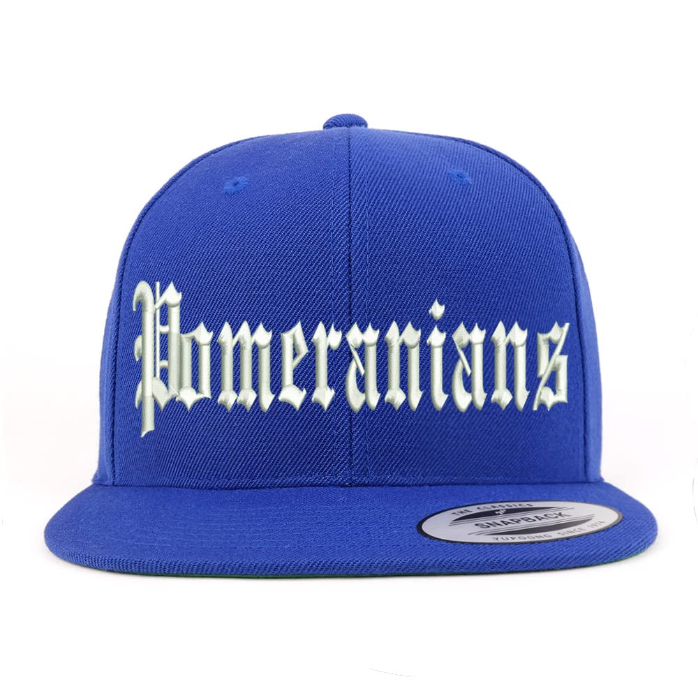 Trendy Apparel Shop Old English Pomeranians Embroidered Flatbill Snapback