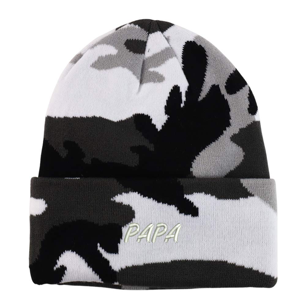 Trendy Apparel Shop PAPA Embroidered Made in USA Camo Beanie