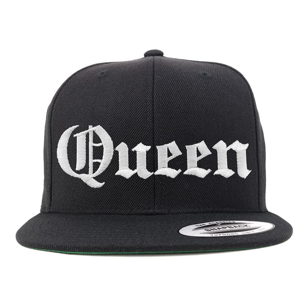 Trendy Apparel Shop Queen Old English Embroidered Flatbill Snapback