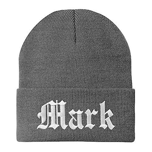 Trendy Apparel Shop Mark Old English Embroidered Long Cuff Beanie