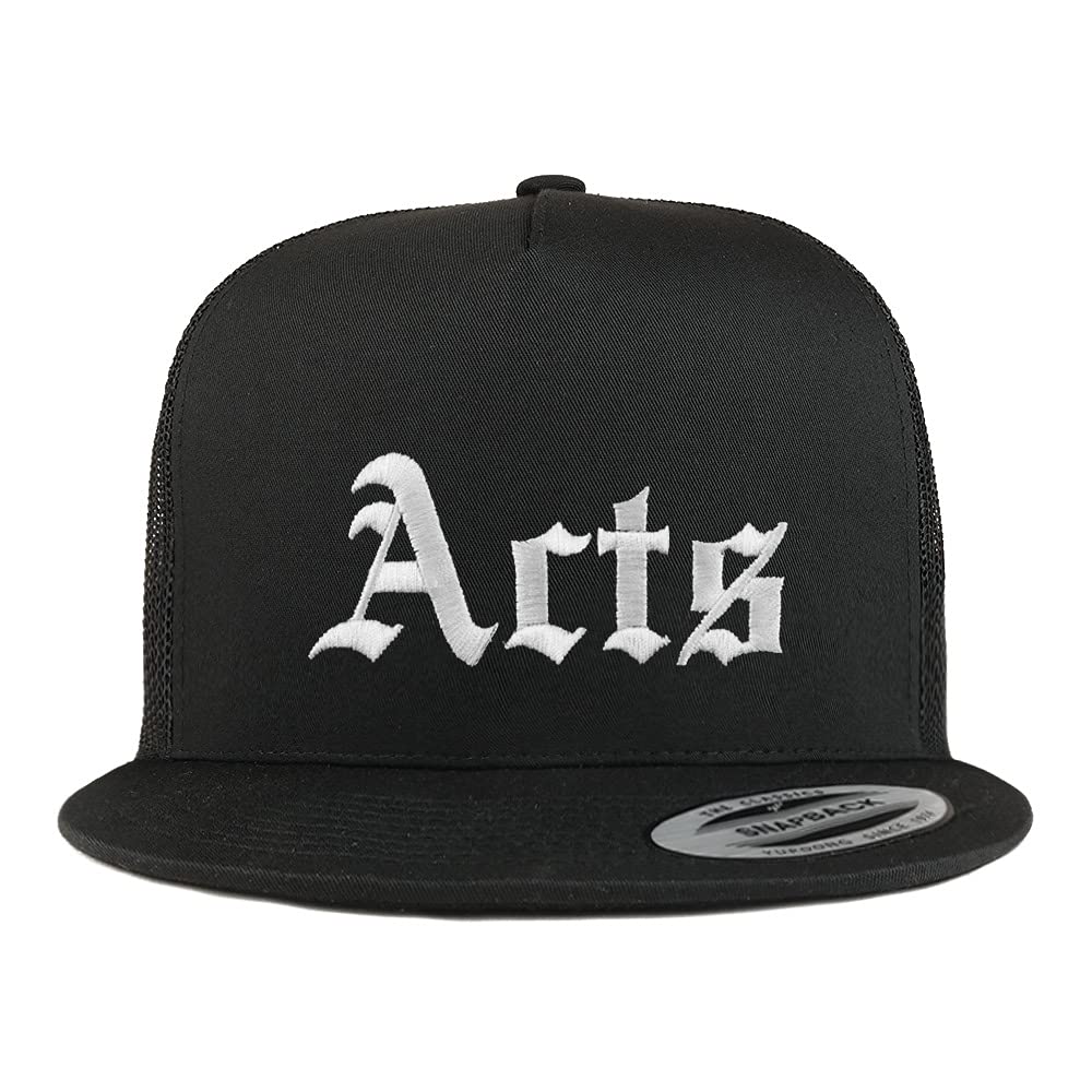Trendy Apparel Shop Acts Old English 5 Panel Flatbill Trucker Cap