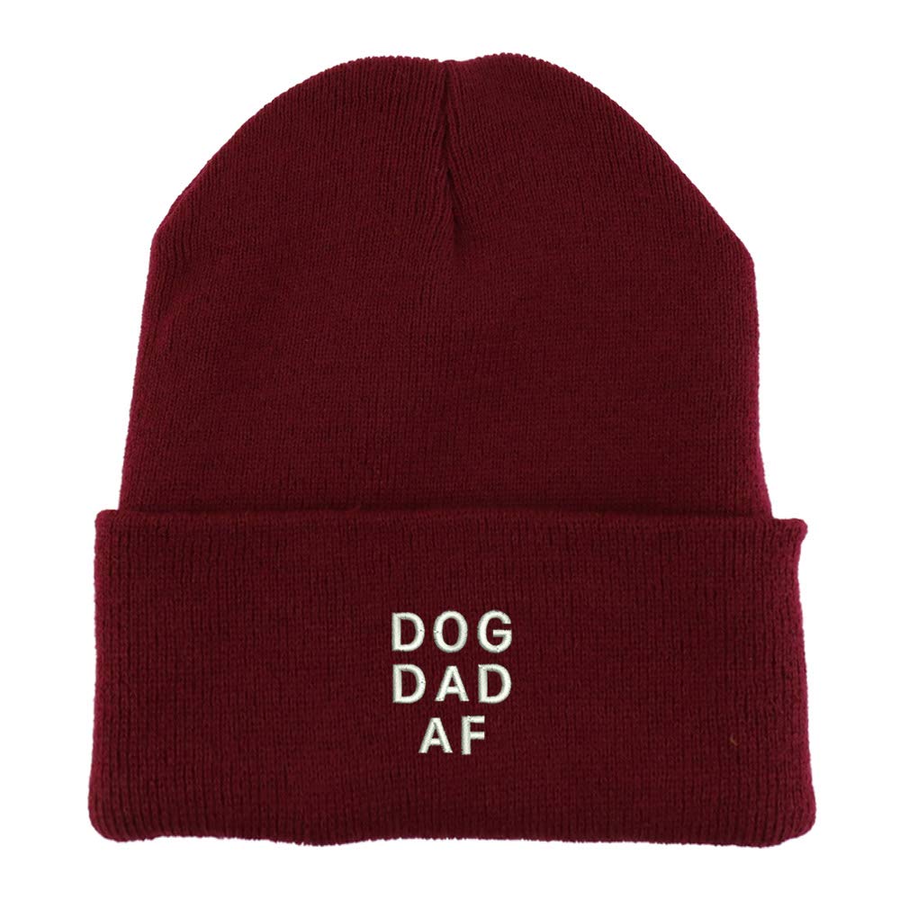 Trendy Apparel Shop Dog Dad Af Embroidered Made in USA Cuff Folded Acylic Knit Winter Beanie Hat