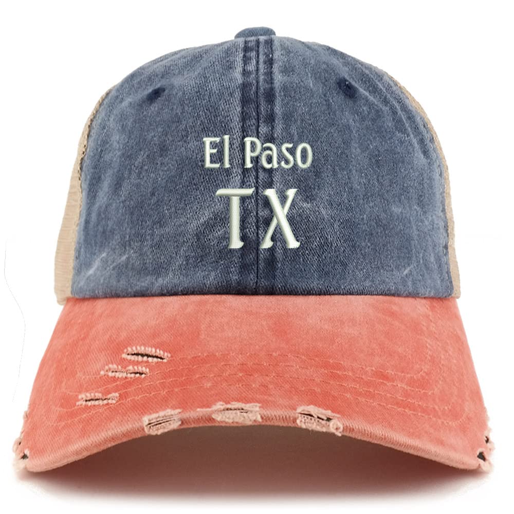 Trendy Apparel Shop El Paso TX Embroidered Frayed Bill Trucker Mesh Back Cap