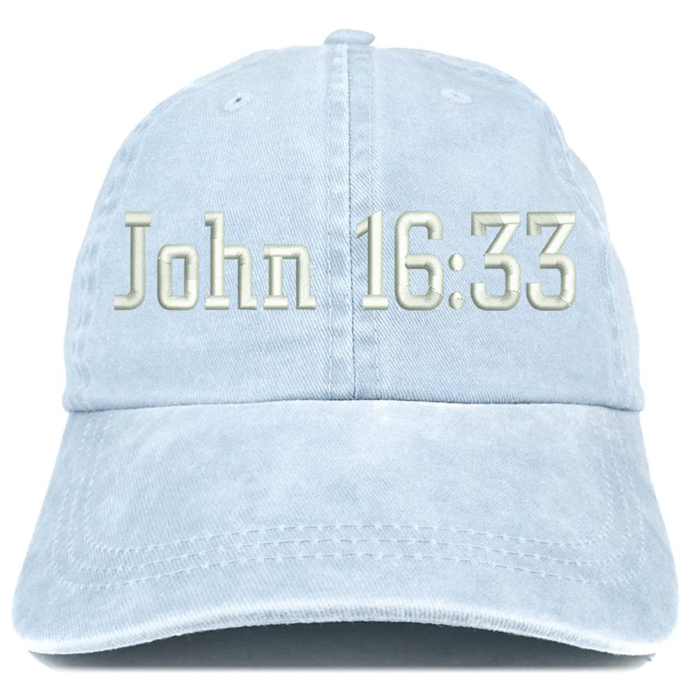 Trendy Apparel Shop John 16:33 Washed Pigment Dyed Baseball Cap