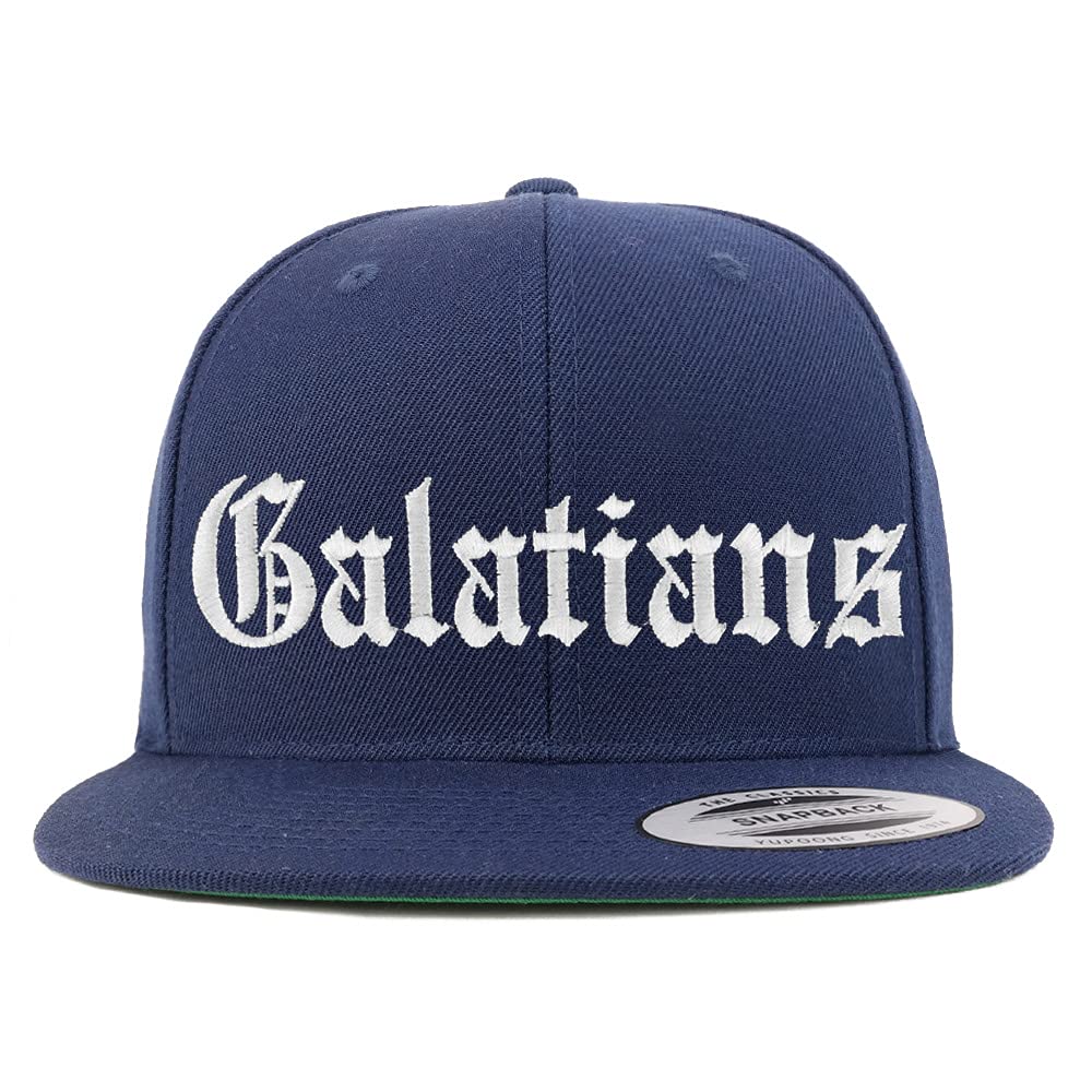 Trendy Apparel Shop Galatians Old English Embroidered Flatbill Snapback