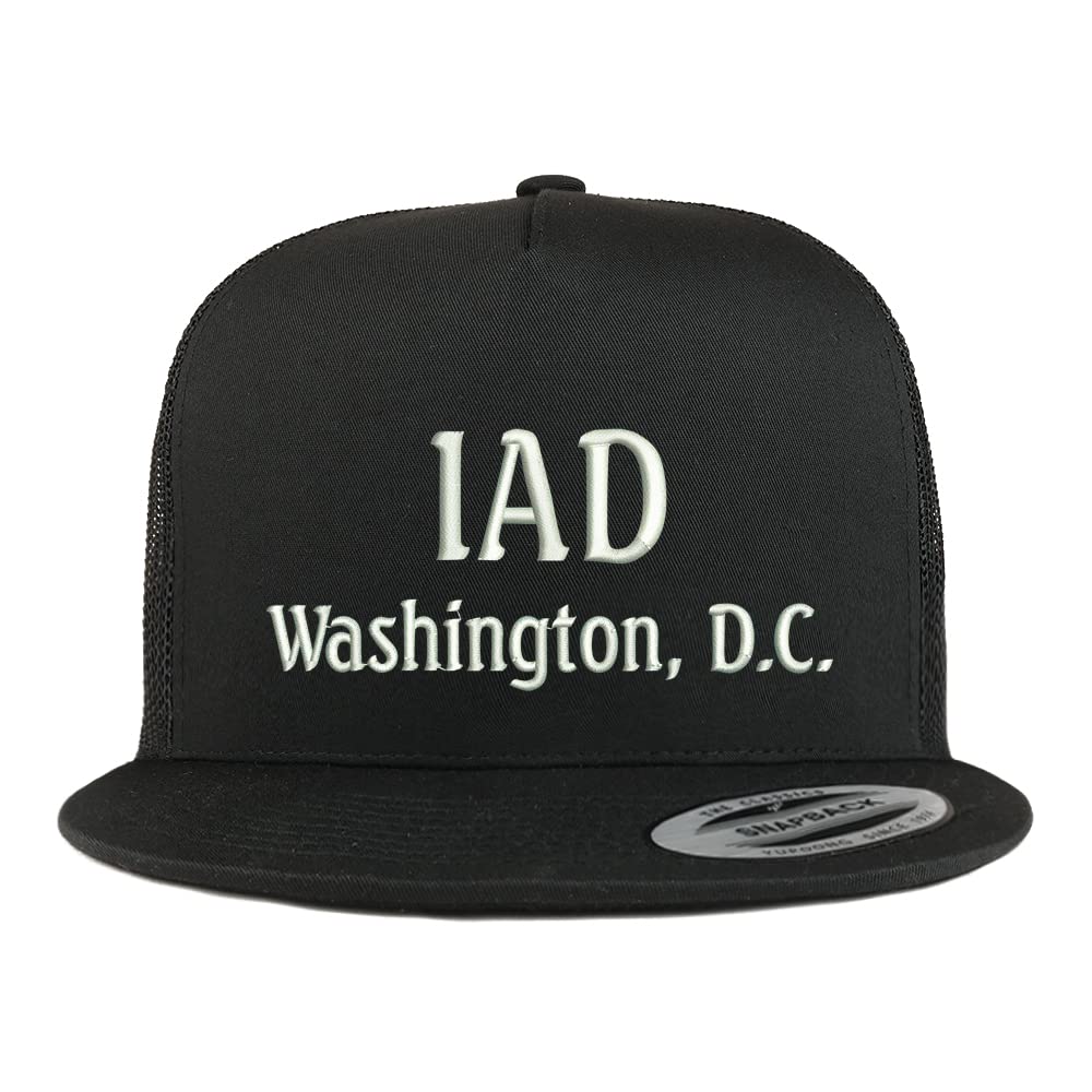 Trendy Apparel Shop IAD Washington DC Embroidered 5 Panel Flatbill Trucker Cap
