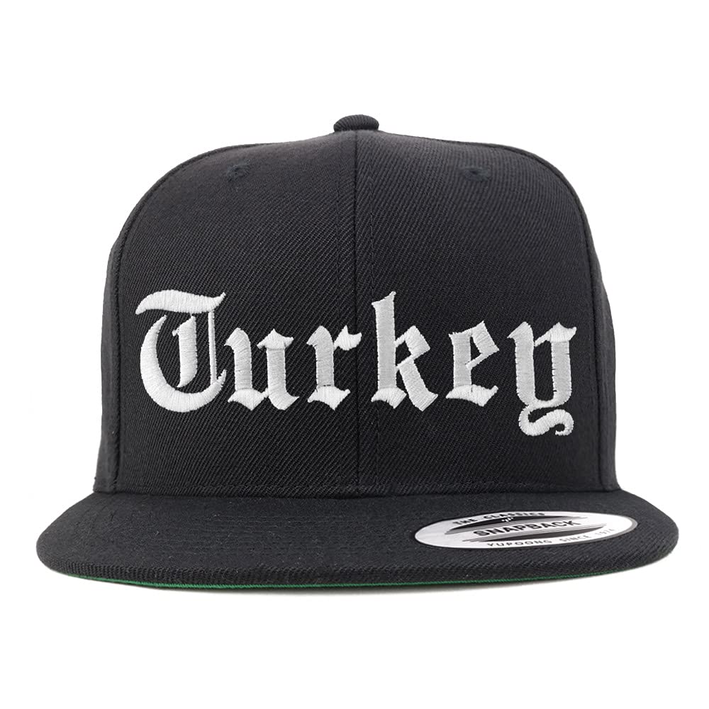 Trendy Apparel Shop Turkey Old English Embroidered Flatbill Snapback