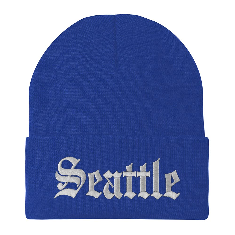 Trendy Apparel Shop Seattle Old English Embroidered Long Cuff Beanie