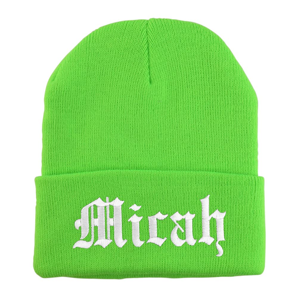 Trendy Apparel Shop Micah Old English Embroidered Long Cuff Beanie