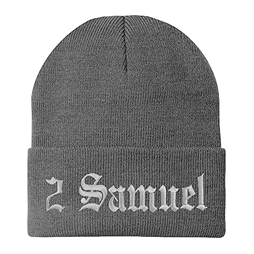 Trendy Apparel Shop 2 Samuel Old English Embroidered Long Cuff Beanie