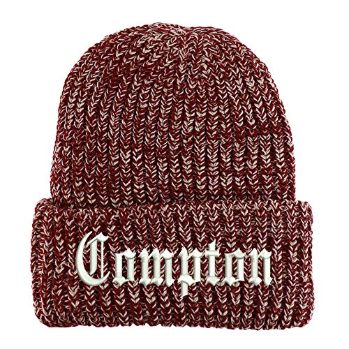 Trendy Apparel Shop Compton City Old English Long Cuffed Thick Ribbed Beanie