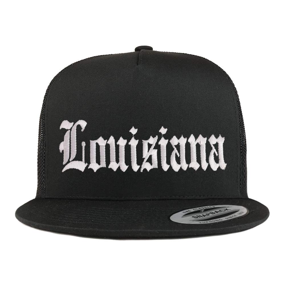 Trendy Apparel Shop Louisuana State Old English 5 Panel Flatbill Trucker Cap