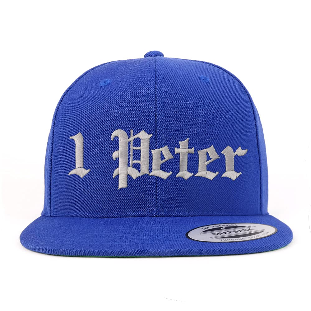 Trendy Apparel Shop 1 Peter Old English Embroidered Flatbill Snapback