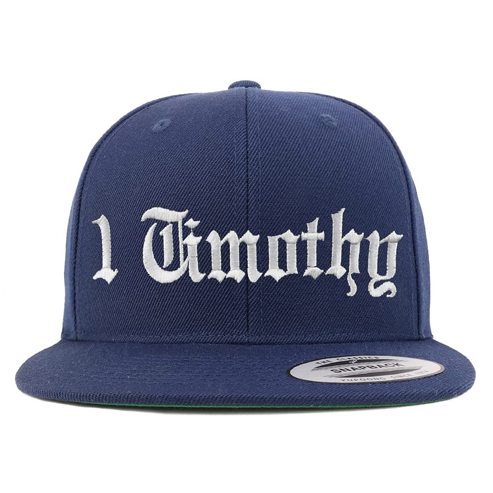 Trendy Apparel Shop 1 Timothy Old English Embroidered Flatbill Snapback