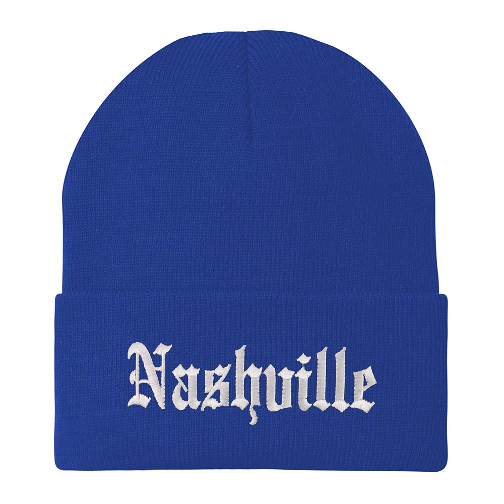 Trendy Apparel Shop Nashville Old English Embroidered Long Cuff Beanie