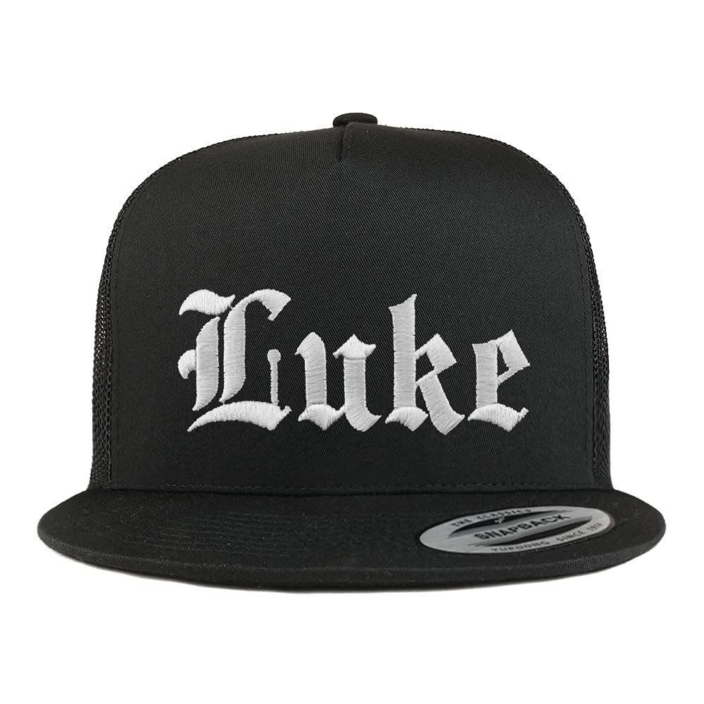 Trendy Apparel Shop Luke Old English 5 Panel Flatbill Trucker Cap