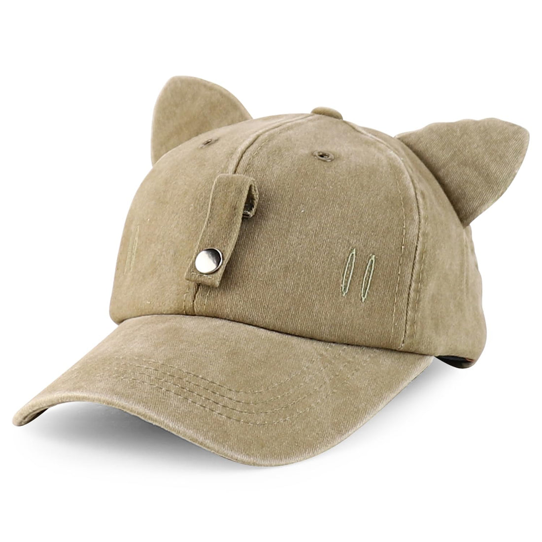 Trendy Apparel Shop Washed Cotton Cat Ear Baseball Cap with Sunglasses Holder